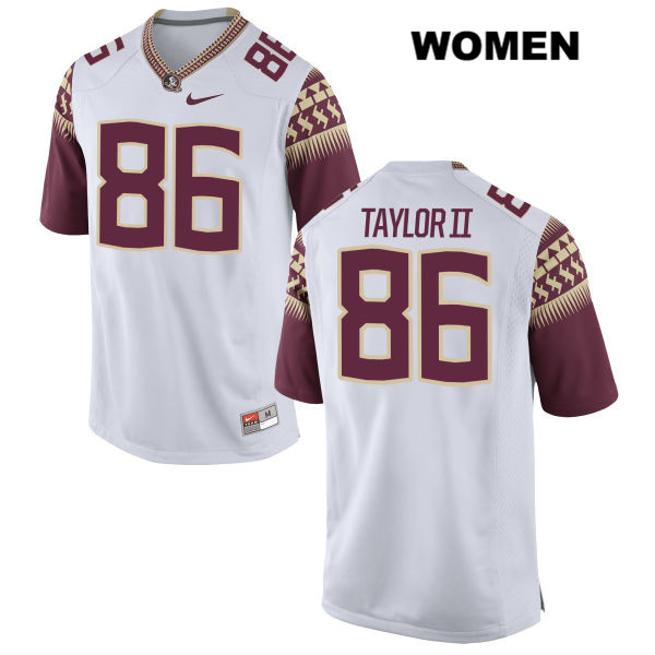 Women's NCAA Nike Florida State Seminoles #86 Darvin Taylor II College White Stitched Authentic Football Jersey PUY3569MG